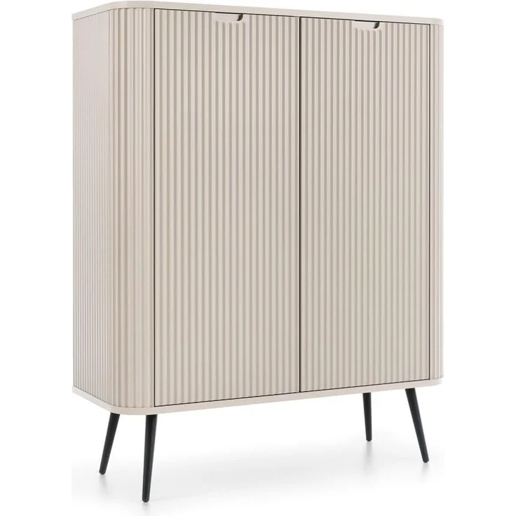 Lomadox Highboard ZARA-160, in Kaschmir Caschmere Rillen gerillt Füße goldfarben 103x129x39 cm – Bild 1