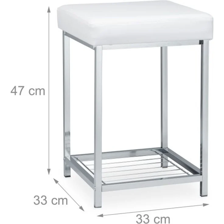 Gepolsterter Hocker mit Ablage Weiß – Bild 4