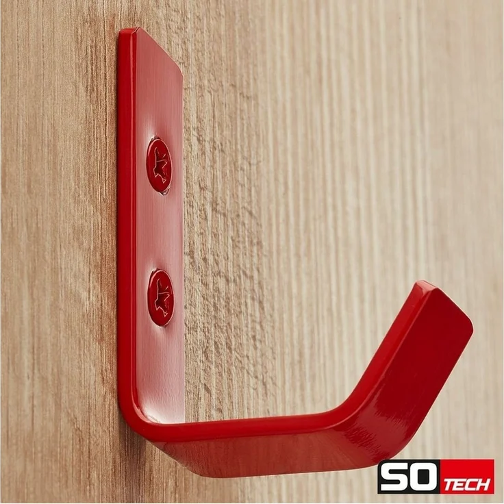 SO-TECH® Kleiderhaken Wandhaken, aus Edelstahl, 60 x 20 x 45 mm, (10-St), kleiner Jackenhaken mit abgerundeten Kanten signalrot – Bild 3