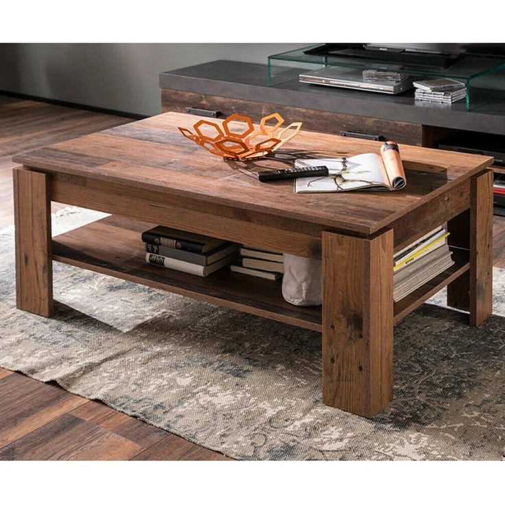 trendteam Couchtisch Indy (Wohnzimmertisch in Used Wood / Altholz Dekor, 110 x 65 cm), mit Ablage – Bild 1