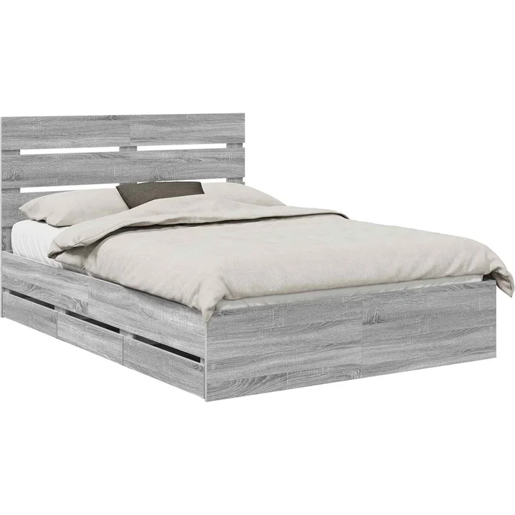 vidaXL Bettrahmen Sonoma-Grau 150 x 200 cm Ingenieurs Holz 3411827 – Bild 2