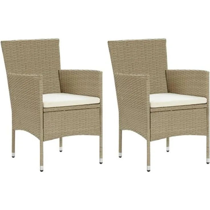 vidaXL Garten-Essstühle 2 Stk. Poly Rattan Beige 310553