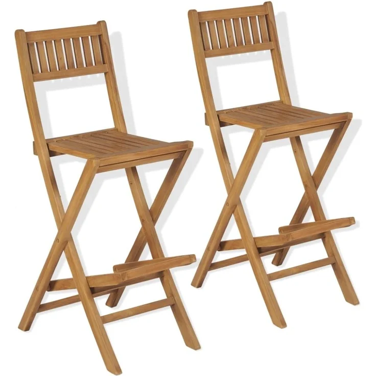 vidaXL Klappbare Garten-Barhocker 2 Stk. Massivholz Teak 43806 – Bild 1