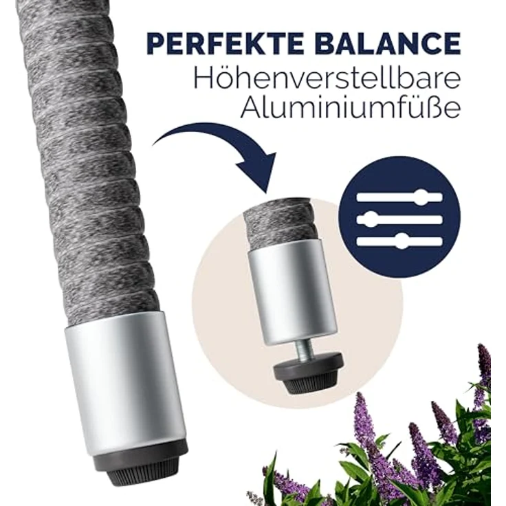 Casaria Gartentisch Ø 60 cm, Ø60cm Rund Glasplatte 80kg Belastbarkeit Wetterfest Stabil Outdoor – Bild 6
