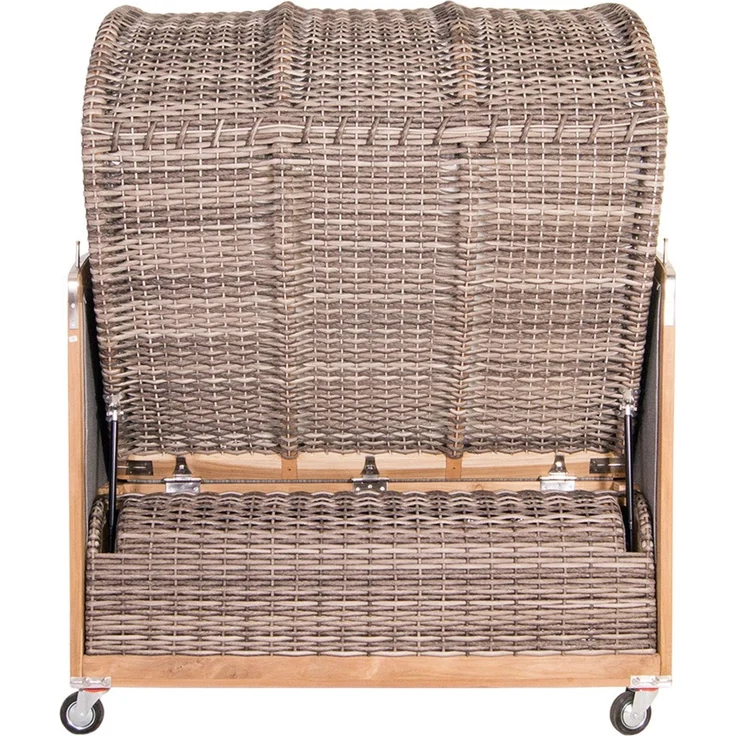 Strandkorb Kampen 2,5-Sitzer White Oak Set 2 inkl. Industrierollen und Hydraulikdämpfer – Bild 6