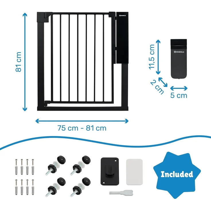 Badabulle Treppenschutzgitter Safe&Pass | Türschutzgitter für Öffnungen zwischen 75 und 81,5 cm | Automatische Entriegelung mit Sensor – Bild 5
