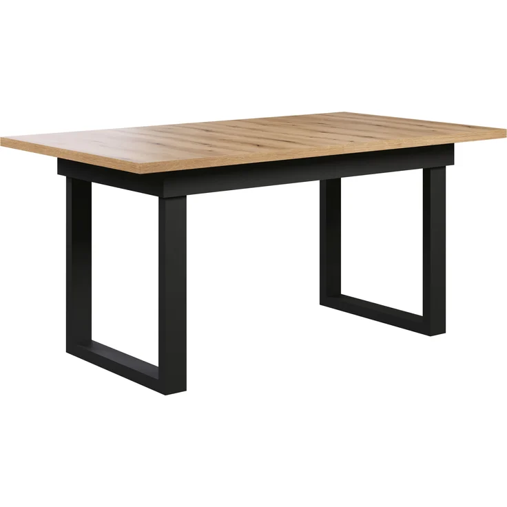 trendteam smart living - Universal - Esstisch - Schwarz/Evoke Eiche - ausziehbarer Esszimmertisch mit Metallfüßen - (BxHxT) 160-200 x 76 x 80 cm - Tisch geeignet für Küche, ESS- oder Wohnzimmer – Bild 1