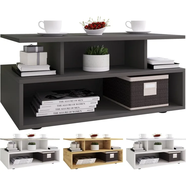 VCM Beistelltisch & Couchtisch Esila 919397 Anthrazit H. 40 x B. 80 x T. 50 cm