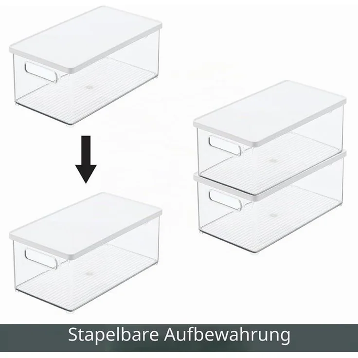 mDesign Aufbewahrung 4er-Set Organizer Ablage Griffe Deckel Weiß Box Transparent – Bild 5