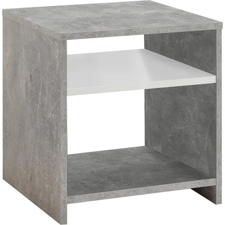 FMD Couchtisch mit Ablage, Betongrau / Weiß, 39,9 x 39,9 x 39,9 cm