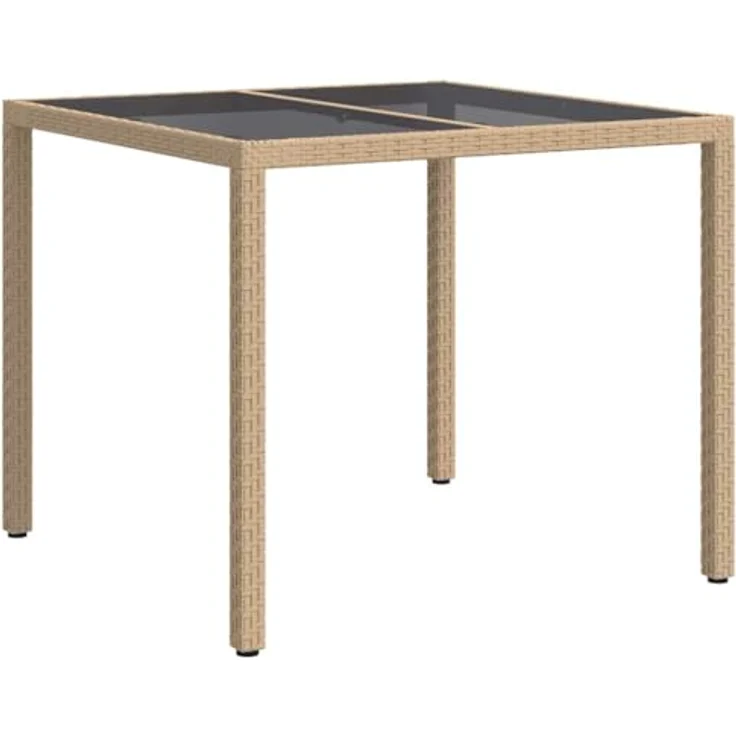 vidaXL Gartentisch Beige 90 x 90 x 75 cm Poly-Rattan 362536 – Bild 10
