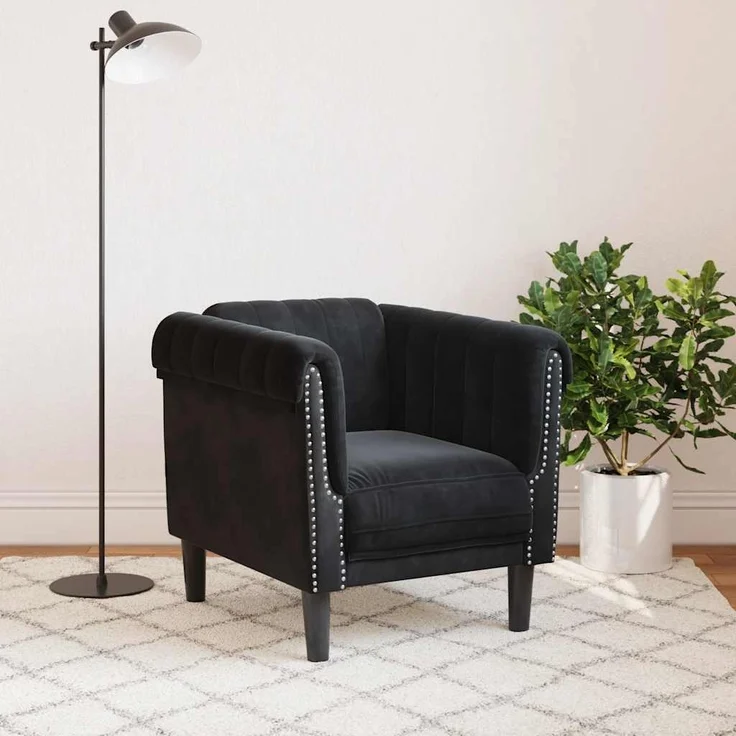 vidaXL Sessel Schwarz Samt 372570 – Bild 2
