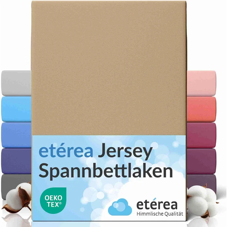 etérea Comfort Jersey Spannbettlaken Taupe 90x200 cm - 100x200 cm – Bild 1