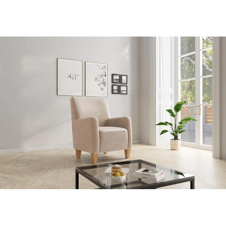 Cavadore Sessel Vida / Polstersessel im trendigen Design / 74 x 93 x 81 / Mikrofaser, Beige – Bild 2