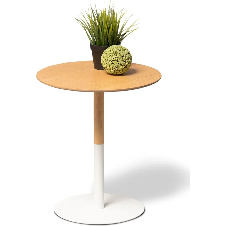 Beistelltisch >Zoe 1< rund, Eiche furniert / weiss - 46x40cm (HxD) – Bild 1