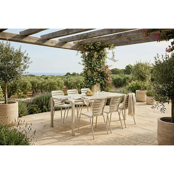 Zuiver Gartenmöbel-Set Vondel mit Tisch 214 cm und 6 Stühlen, Aluminium Weiß 96,7x214x75 cm – Bild 2