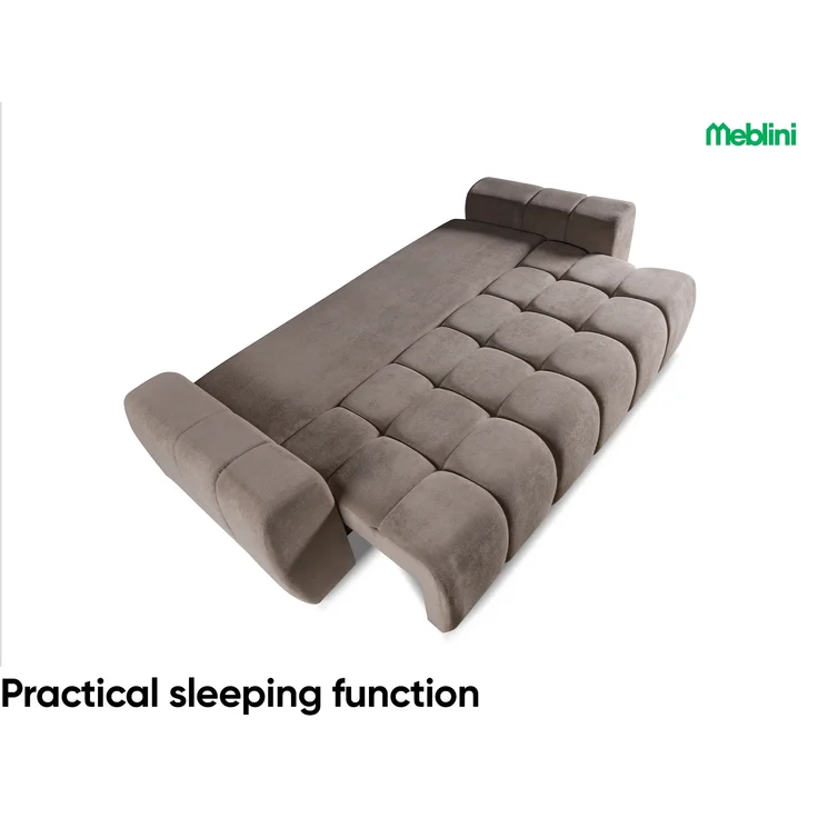 MEBLINI Sofa mit Schlaffunktion – FUTU – 263x105x93cm – Braun Plüsch – Schlafcouch Ausziehbar - Schlafsofa mit Bettkasten - Sofabett - Couch mit Schlaffunktion – Klappsofa – Bild 4