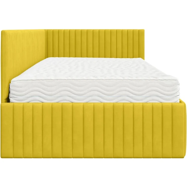 vidaXL Eckbettgestell mit Matratze mit Kopfteil 2 pcs Gelb Samt 3393824 – Bild 8