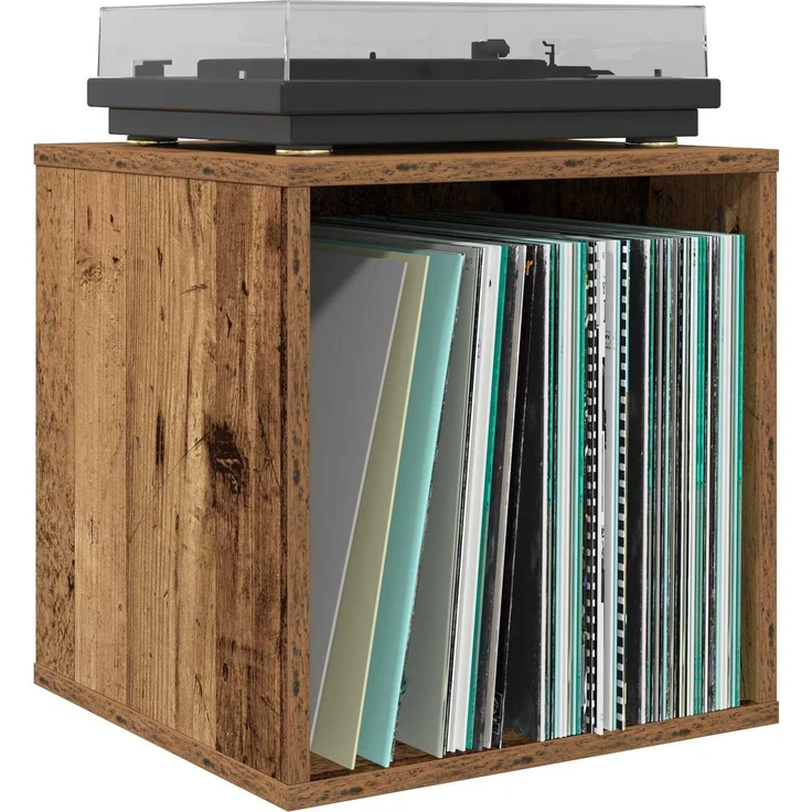 vidaXL Vinyl Album Box Altholz 37 x 36,5 x 38 cm Holzwerkstoff 8012854 – Bild 3