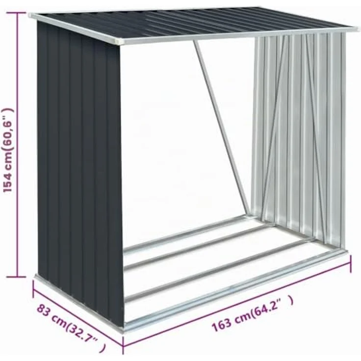 vidaXL Brennholzlager Verzinkter Stahl 163 x 83 x 154 cm Anthrazit 47091 – Bild 3