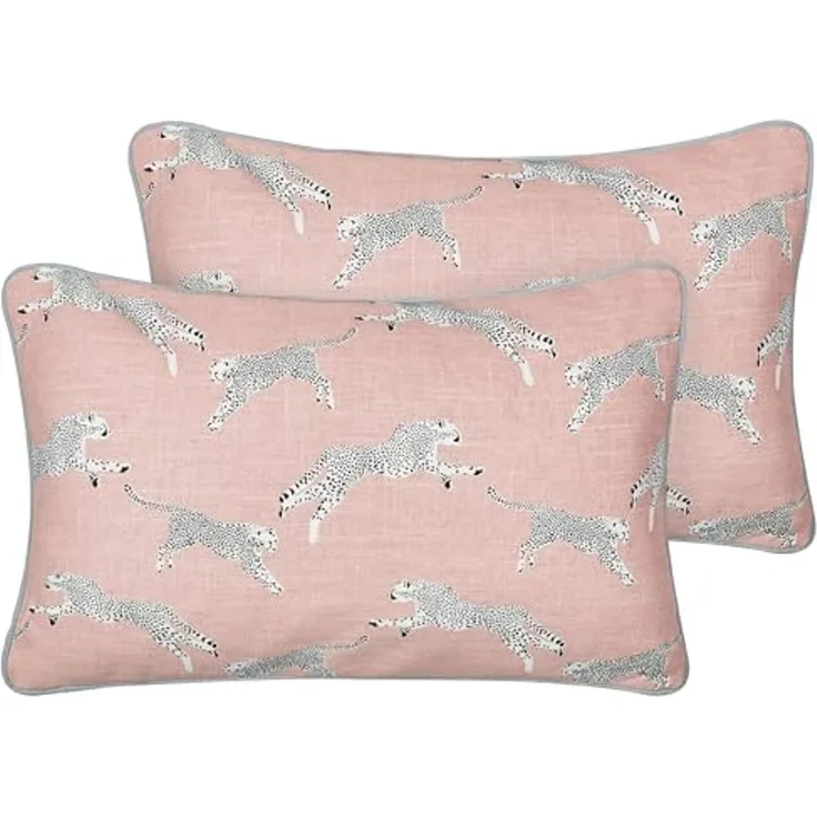 Kissen 2er Set Tiermuster ARALES Baumwolle 30 x 50 cm Pastellrosa