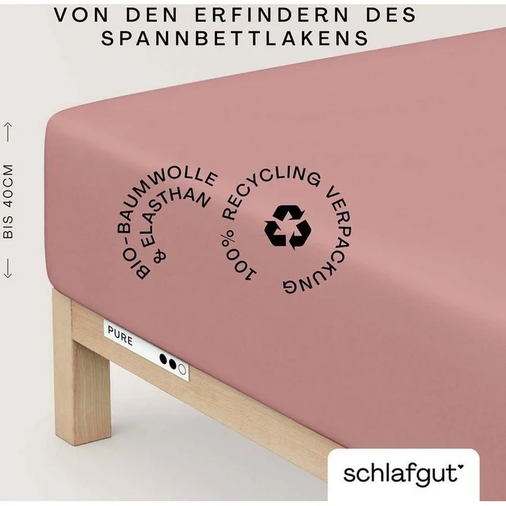 Schlafgut 'PURE BOXSPRING' Spannbettlaken, Jersey-Elasthan, Gummizug: rundum, (1 Stück), Bio-Baumwolle, für Matratzen bis 40 cm Höhe, Purple Mid, XL 180x200 cm - 200x220 cm – Bild 2
