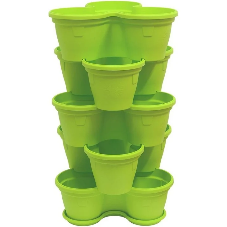Engelland Blumenständer Säulentopf, Hochbeet, Kräuterbeet (Vorteils-Set, 5 St, 11 Liter Fassungsvermögen je Ebene), fallsicher, UV-beständig, stapelbar, platzsparend, robuster Kunststoff – Bild 1