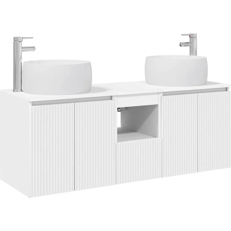 vidaXL Badezimmerschrank-Set 3 stk. Weiß 129 x 44,5 x 80 cm 3405717 – Bild 2