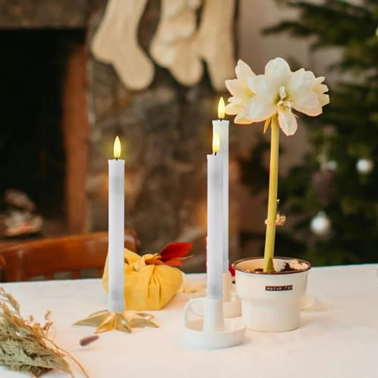 EXTSUD 6er LED Stabkerzen Wiederaufladbare LED Stabkerzen mit Timer und Fernbedienung Weicher Silikon Wachskern, Einzigartiges Tranen-Design LED Kerzen fur Zimmer Hochzeit Esstisch und Gartenparty – Bild 5