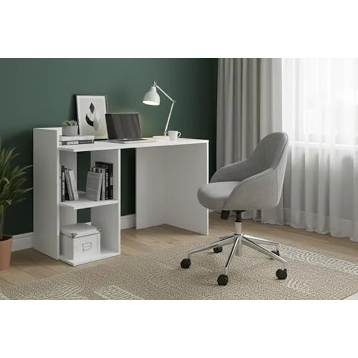 Shefa Schreibtisch Line Iris Weiß - Moderner Computertisch & Bürotisch – Bild 2