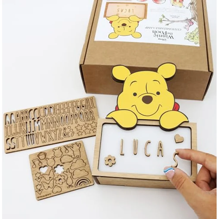 WONDEE Offizielle Disney Winnie Puuh Lampe Personalisierte - Nachtlicht Baby und Kinder Winnie Puuh, Geschenke zur Geburt, Taufgeschenke für Madchen Personalisierte Geschenke Baby, Disney Geschenk – Bild 2