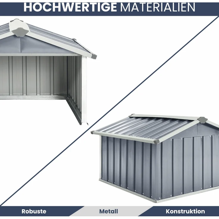 DELUKE® Mähroboter Garage aus Metall - 92x97x63cm | Dach Carport Überdachung für Rasenmäher Rasenroboter Automower Garten Mährobotergarage Regenschutz für Rasenmäher, Grau – Bild 4