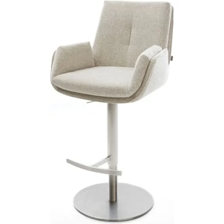 Barstuhl Clea-Flex Webstoff Soft Beige Drehfuß höhenverstellbar Edelstahl Silberfarben – Bild 2