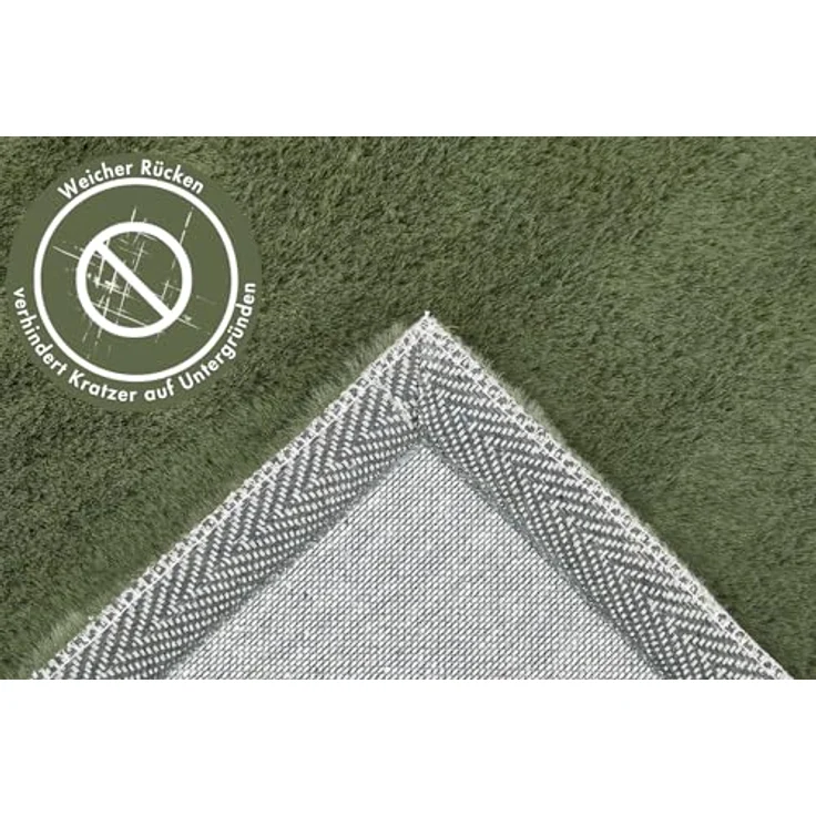 -LUXOR- living Kunstfell Coste Flauschiger Teppich Schlafzimmer - ideal zur Verwendung als Bettvorleger Schlafzimmer - gemütlicher Fellteppich Lammfell Imitat 60 x 120 cm dunkelgrün – Bild 6