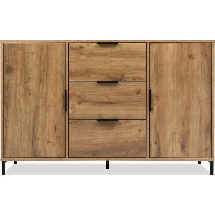 BlingBin Schubkastenkommode Sideboard Highboard für Schlafzimmer Wohnräume (1 St, mit 2 Türen und 3 Schubladen, 120 x 40 x 76 cm)