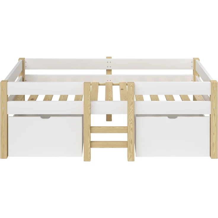 Bellabino 'Aspy' Halbhochbett 90x200 cm mit Leiter, weiß, Kinderbett mit 2 Schubladen, inkl. Rausfallschutz und Lattenrost – Bild 10