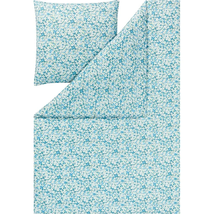 Estella Interlock Jersey Bettwäsche Tina 6545-051 cyan floral 135x200 – Bild 2