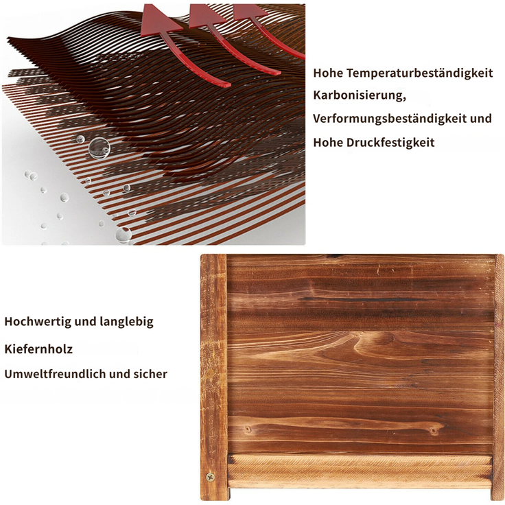 UNHO Blumenkästen Pflanzkasten Holz Pflanzkübel Rechteckig Blumenkasten Blumentopf Blumenkübel Hochbeet Frühbeet Garten Gemüsebeet Pflanzenkasten Tomaten 30x60x34 cm Braun – Bild 4