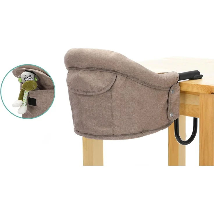 Fillikid Tischsitz, Faltbarer Babysitz mit klappbarer Schraubfixierung | Tischstuhl, Stuhlsitz | Boostersitz mit Anti-Rutsch-Klemmen und Tragetasche | Babysitz für dicke Tischplatten Taupe Melange – Bild 3