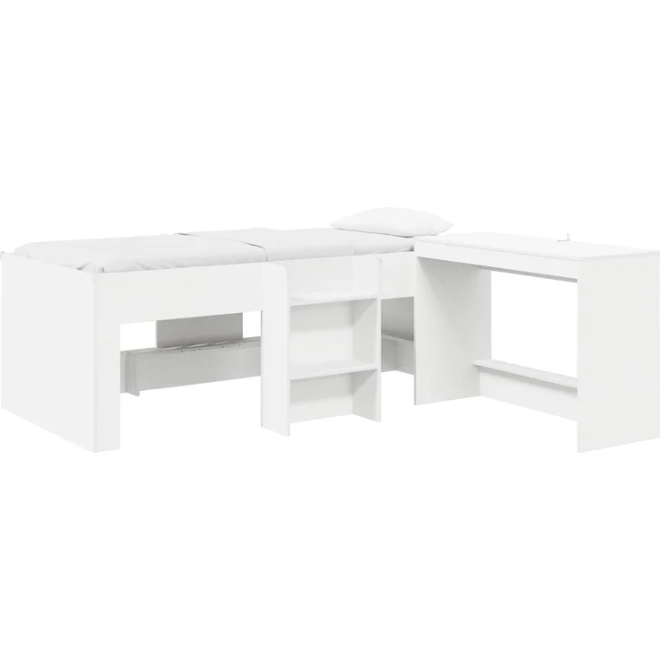 vidaXL Hochbett mit Schreibtisch für Kinder 2 stk. Weiß Holzwerkstoff 3423470 – Bild 2