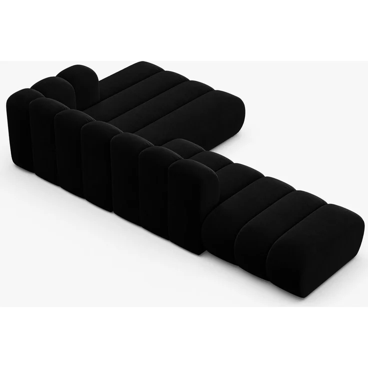 Micadoni Modulares Ecksofa offen Lupine 5-Sitzer Samt Venus Schwarz Rechts – Bild 4