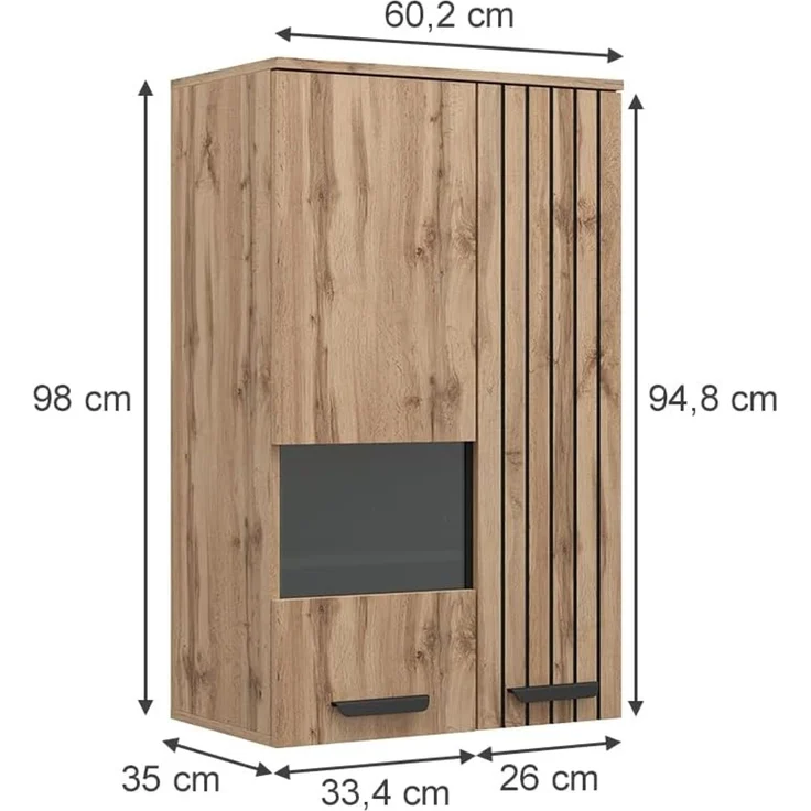 Hängeschrank Amber Braun 60.2 cm mit 2 Türen Vicco – Bild 3
