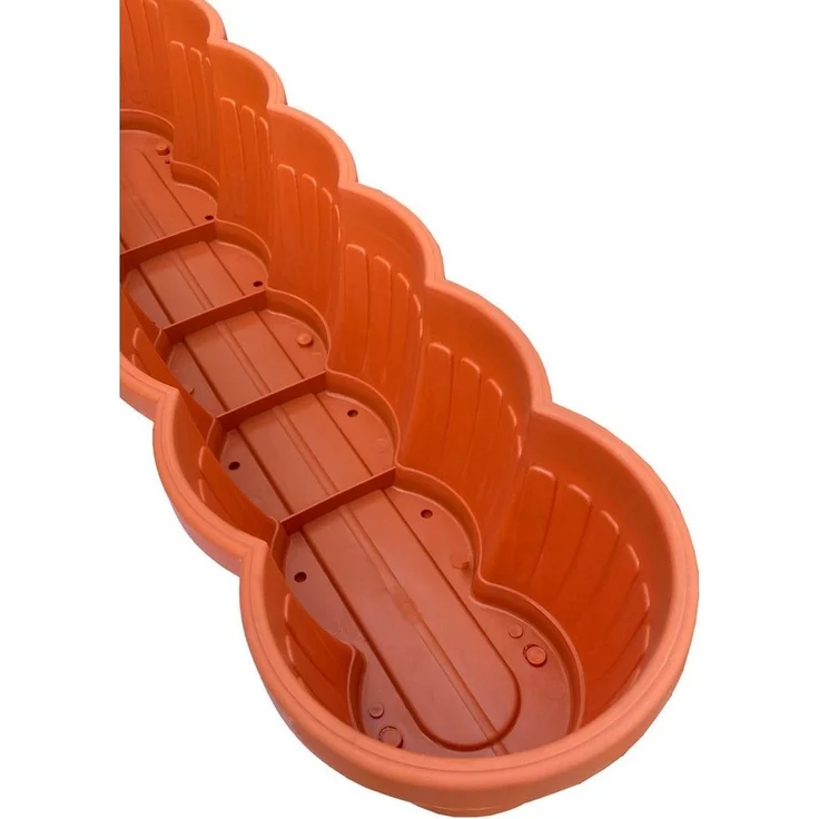 1er Set 80cm Blumenkasten Balkonkasten Pflanzkasten Terracotta im Wellendesign inkl. passenden Bewässerungsuntersetzer – Bild 2