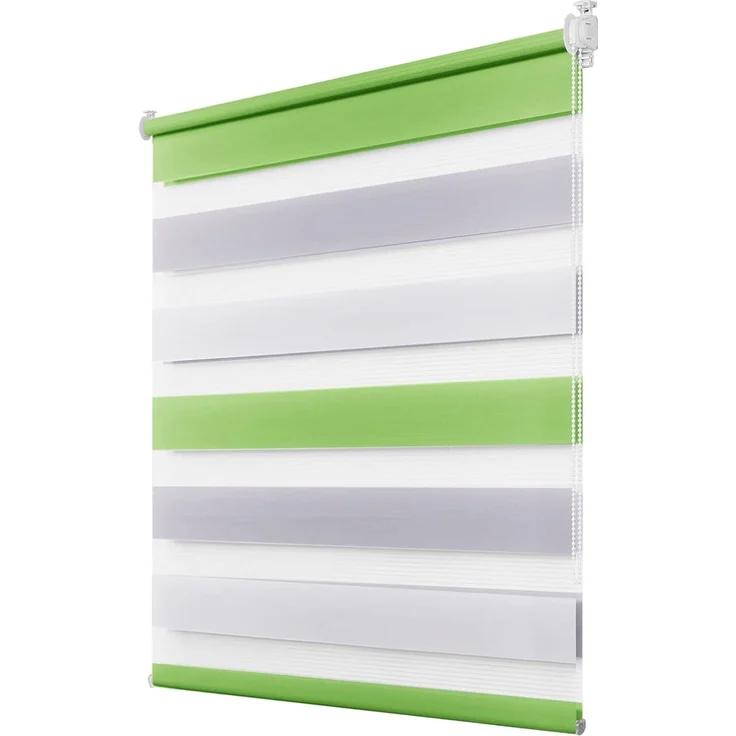 Deswell Doppelrollo Klemmfix ohne Bohren Grün-Grau-Weiß B60 x H130 cm (Stoffbreite 56cm) Rollos für Fenster ohne Bohren für Fenster mit Lichtdurchlässig & Verdunkelnd/Höhe Stufenlos Verstellbar – Bild 1