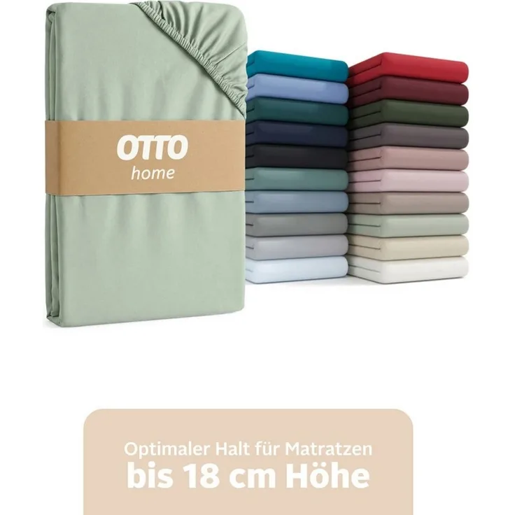 OTTO home Spannbettlaken Physalis Basic und PREMIUM Qualität, 100% Baumwolle, Jersey und Biber, Biber, Gummizug: rundum, (1 Stück), Bettlaken für Matratzen bis 18 cm Höhe, Spannbetttuch, Laken