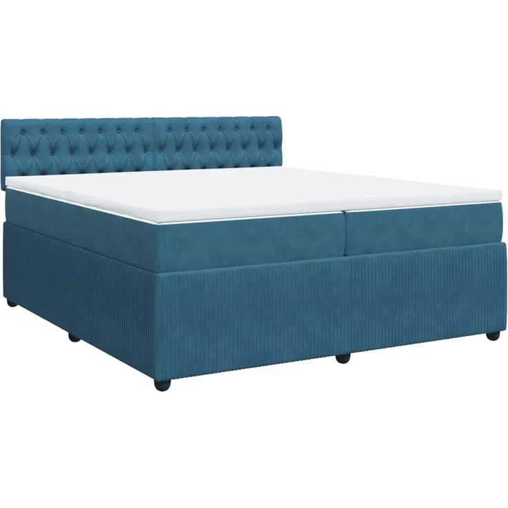 vidaXL Boxspringbett mit Matratze Blau 200x200 cm Samt 3287840 – Bild 2