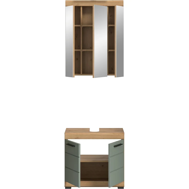 Xonox Scout Badkombination (B/H/T: 60x191x34 cm) in Salbei und Artisan Eiche Nachbildung – Bild 3