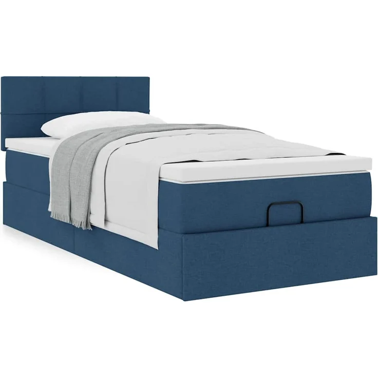 vidaXL Ottoman-Bett mit Matratze Blau 90x200 cm Stoff 3311434 – Bild 12
