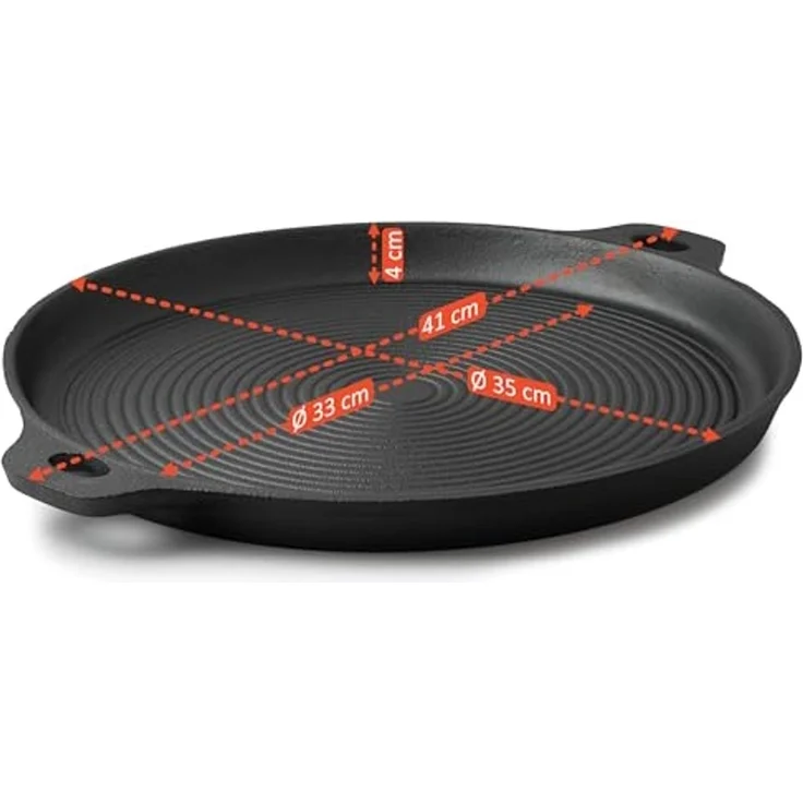 BBQ-Toro Grillplatte Gusseisen Plancha Ø 35 cm, Grillplatte, rund, BBQ Grillpfanne – Bild 4