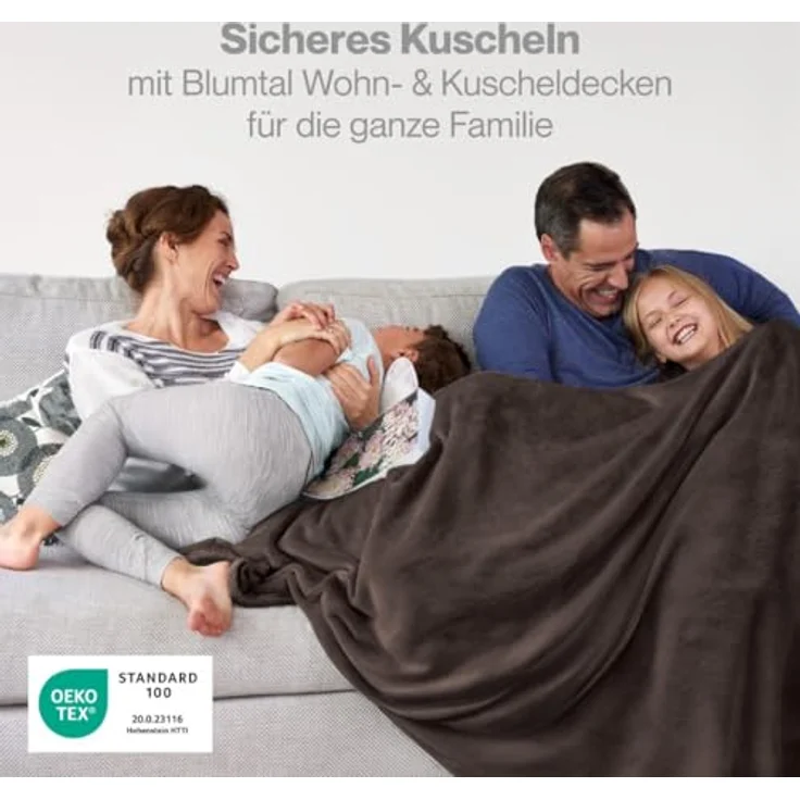 Blumtal Fleecedecke 130x150 cm - Oeko-Tex zertifizierte Kuscheldecke - Wohndecke 130x150 cm - weiche Decke Couch als Wohn- & Kuscheldecke 130x150 cm - Wohndecke Kuscheldecke 130x150 cm - Dunkelbraun – Bild 3